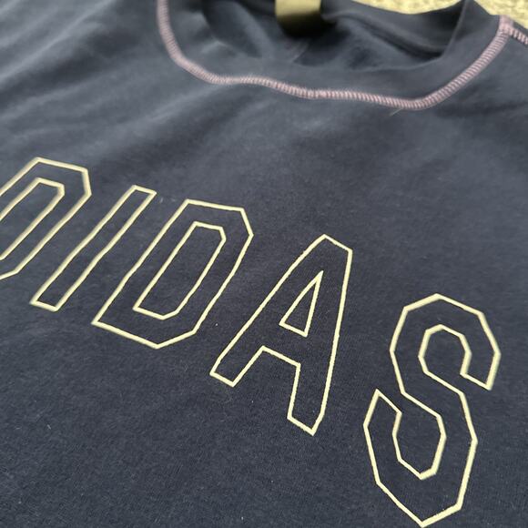 XL Adidas Womens Navy Blue w/ Purple Lining Sweatshirt Crewneck Sweater Oversize - Picture 4 of 11